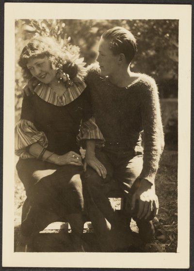 Young Man and Woman Seated Outside by Louis Fleckenstein