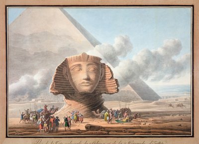 View of the Head of the Sphinx and the Pyramid of Khafre, Giza, Egypt by Louis Francois Cassas
