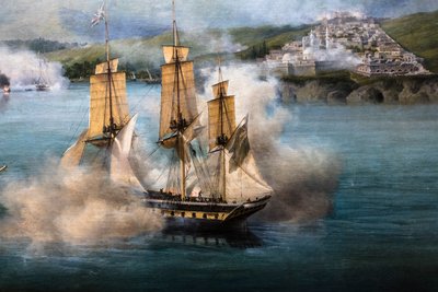 The Battle of Navarino; View from the Southern Tip of the Island of Sphacteria by Louis Garneray
