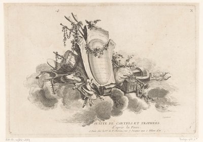 Cartouche with Agricultural Objects (series title: X Suite of Cartels and Trophies) by Louis Germain