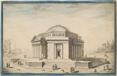 Hexagonal Temple in an Italianate Landscape by Louis Gustave Taraval