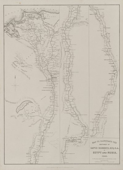 Egypt and Nubia, Volume III: Map to Illustrate the Sketches of David Roberts, Esq: R.A. in Egypt and Nubia 1849 by Louis Haghe