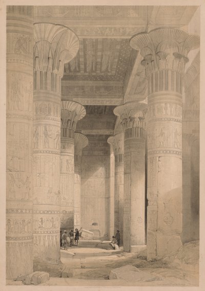 Egypt and Nubia: Volume I - Frontispiece, View under the Grand Portico, Philae by Louis Haghe