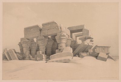 Egypt and Nubia: Volume I - No. 1, No. 2, Remains of the Portico of the Temple of Kom Ombo by Louis Haghe