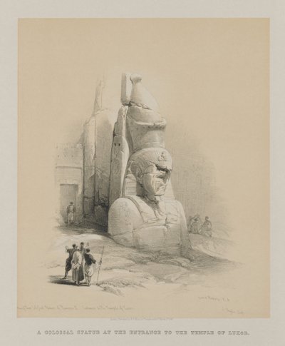 Egypt and Nubia, Volume I: One of Two Colossal Statues of Rameses II. Entrance to the Temple of Luxor by Louis Haghe