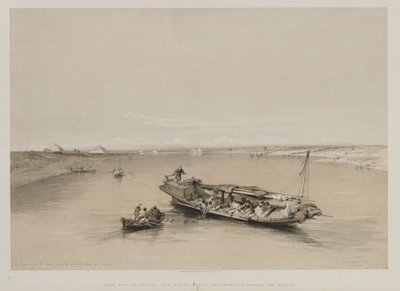 Egypt and Nubia, Volume I: View on the Nile Looking Towards the Pyramids of Dashour and Saccara by Louis Haghe