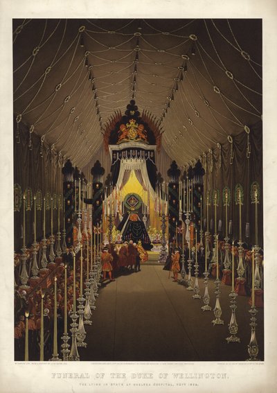 Funeral of The Duke of Wellington, the lying in state in Chelsea Hospital, November 1852 by Louis Haghe