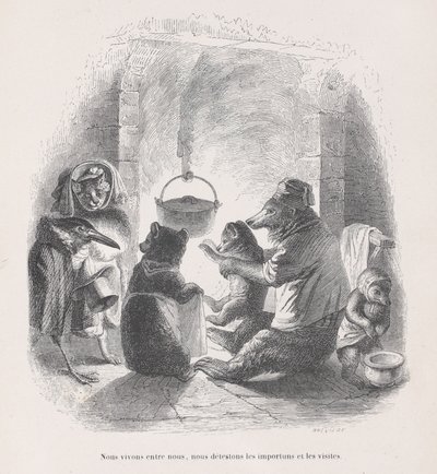 We live between ourselves, we hate the nuisances and the visits from Scenes from the Private and Public Life of Animals, ca. 1837-47 by Louis Henri Brévière