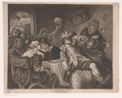 Festive Company with a Drinking Man with Crown (title on object: The Feast of Kings) by Louis Jaugey