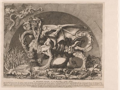 Chimera, Chimaera, The Chimera of Monsieur Deprez, The Three-Headed African or the Monster with Three Heads (title on object) by Louis Jean Desprez