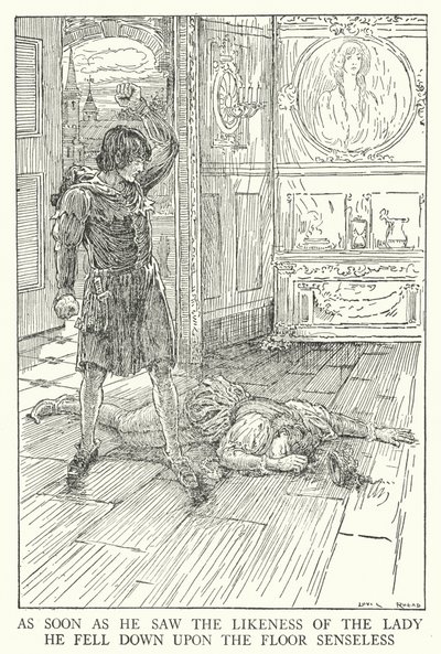 As soon as he saw the likeness of the lady, he fell down upon the floor senseless by Louis John Rhead