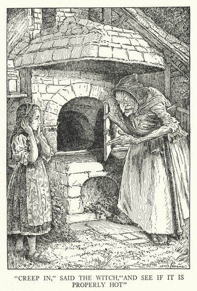 Creep in, said the witch, And see if it is properly hot by Louis John Rhead