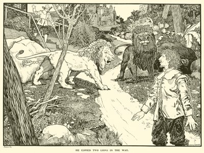 He Espied Two Lions in the Way by Louis John Rhead