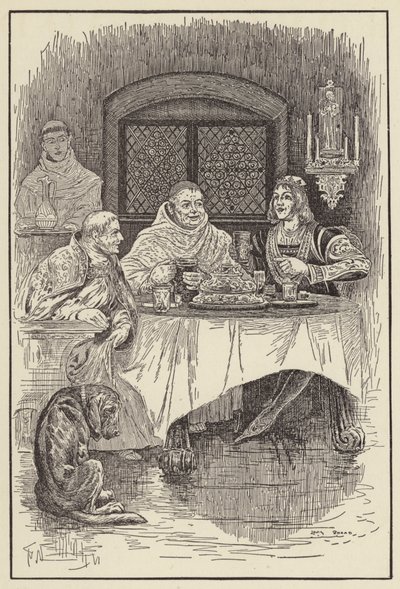 Prior William provides a feast for the king and the bishop by Louis John Rhead