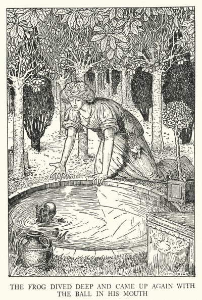 The Frog Dived Deep and Came Up Again with the Ball in His Mouth (litho) by Louis John Rhead