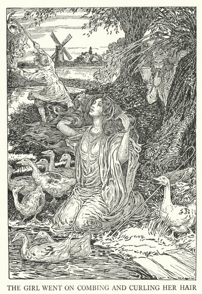The Girl Went on Combing and Curling Her Hair by Louis John Rhead