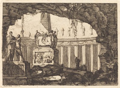 Architectural Fantasy with an Obelisk and Arcade by Louis Joseph Le Lorrain