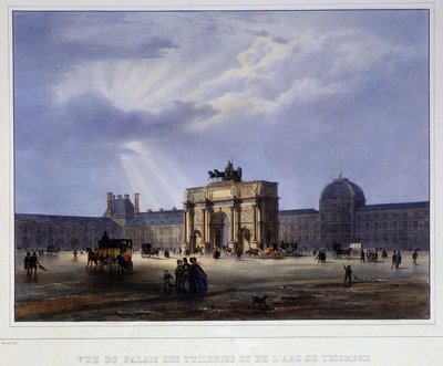 View of the Palais des Tuileries and the Carousel - in “Paris en 1837” by Arnout by Louis Jules Arnout