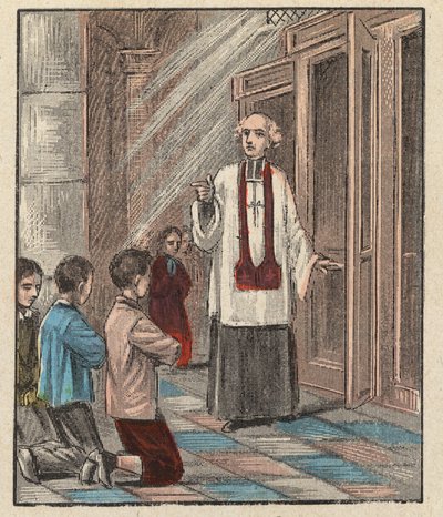 First communion preparation - Engraving from 