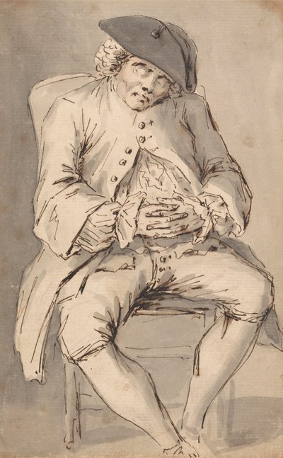 A Man Asleep with Hands Crossed in a Chair by Louis Philippe Boitard
