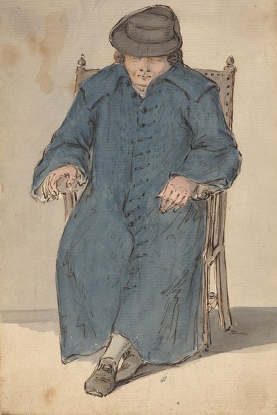 Man Asleep in a Long Blue Coat by Louis Philippe Boitard