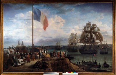 Emperor Napoleon I and Marie Louise Attend the Squadron of Admiral Troude in Cherbourg by Louis Philippe Crepin