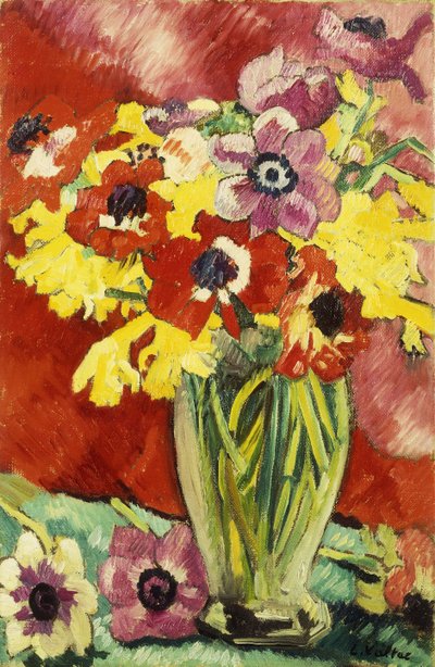 Crystal Vase with Anemones and Daffodils by Louis Valtat