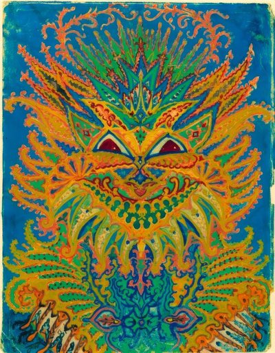 Kaleidoscope Cats: Cat Pattern on Blue by Louis Wain