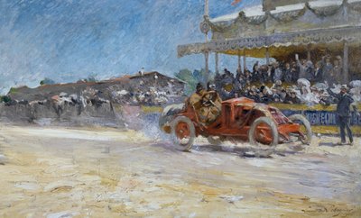 First Grand Prix of Automobile Club de France in 1906, Arrival of Winner, Compiegne, France by Louis de Schryver
