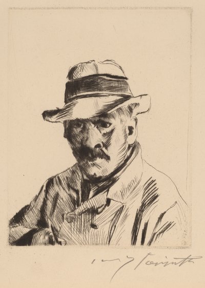 Self-Portrait in a Straw Hat, Bust Length, 1913 by Lovis Corinth