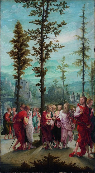 Christ Bids Farewell to the Apostles by Lower Rhenish pupil of Wolf Huber