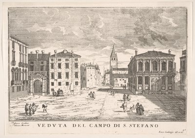 View of Campo Santo Stefano with the Loredan Palace and Morosini Palace, Venice (Plate 95) by Luca Carlevarijs