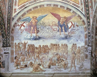 Close-up of a fresco in a cathedral, Resurrection Of The Flesh, Luca Signorelli, Orvieto, Umbria, Italy by Luca Signorelli