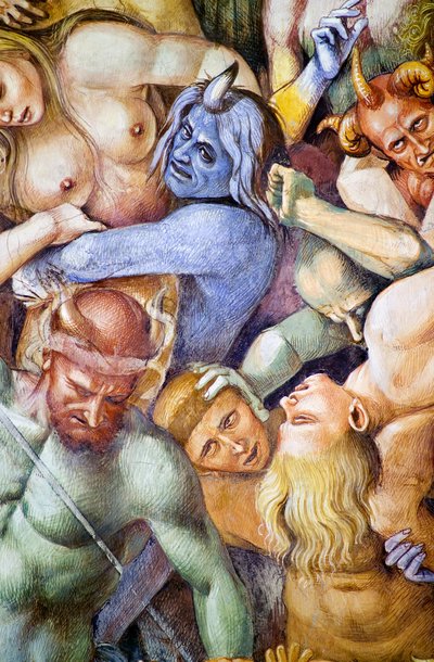 Damned in Hell (detail with self-portrait of Luca Signorelli) by Luca Signorelli