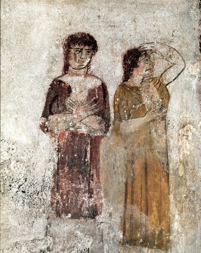 Portrait of Two Women, Lucanian Fresco, 4th Century BC, Tomb of the Horseman, Paestum, Italy by Lucanian School