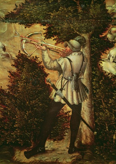 Crossbowman Taking Aim (detail) by Lucas Cranach the Elder