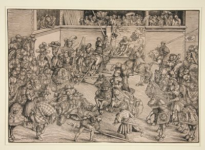 The Second Tournament (with the Tapestry of Samson and the Lion) by Lucas Cranach the Elder