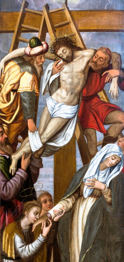 The Descent from the Cross by Lucas de (attr.to) Heere