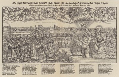 Frederick III, Elector of Saxony and Martin Luther witnessing the baptism of Christ by Lucas the Elder (after) Cranach