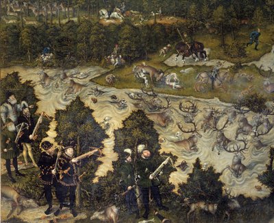Hunting in Honor of Charles V at Torgau Castle in Germany (detail) by Lucas the Elder Cranach