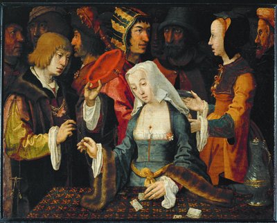 The Card Reader by Lucas van (studio of) Leyden