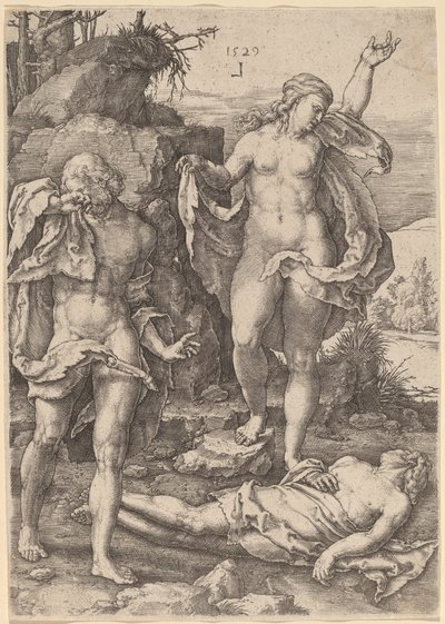 Adam and Eve Lamenting the Death of Abel by Lucas van Leyden