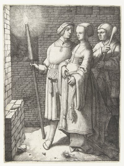 Young Man with a Torch, a Woman, and a Jester by Lucas van Leyden