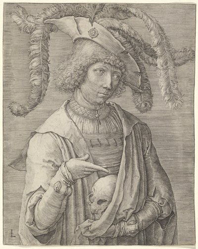 Portrait of a Young Man with a Skull by Lucas van Leyden
