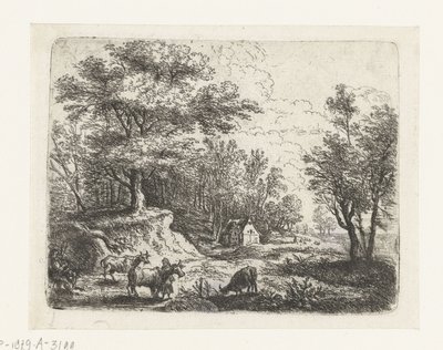 Landscape with Three Cows and a Woman by Lucas van Uden