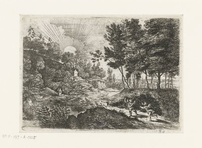 Landscape with Two Putti (series title: Five Landscapes) by Lucas van Uden