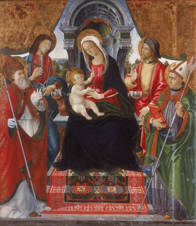 Virgin and Child with Saints Nicholas, Sebastian, Roch and Martin by Lucchese School Late 15th Century