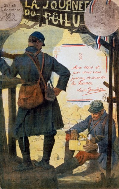 Two French soldiers going through care packets sent from home by Lucien Hector Jonas