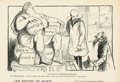 Illustration in Le Rire, 29/02/08 - The Statue of Madame Marianne (engraving) by Lucien Metivet