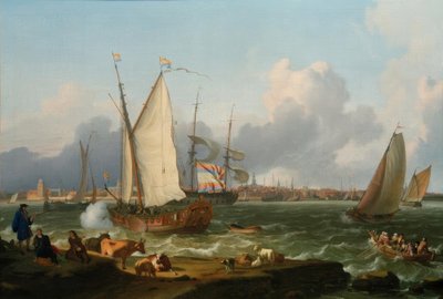 View from Nesserland Island to Emden by Ludolf Backhuysen